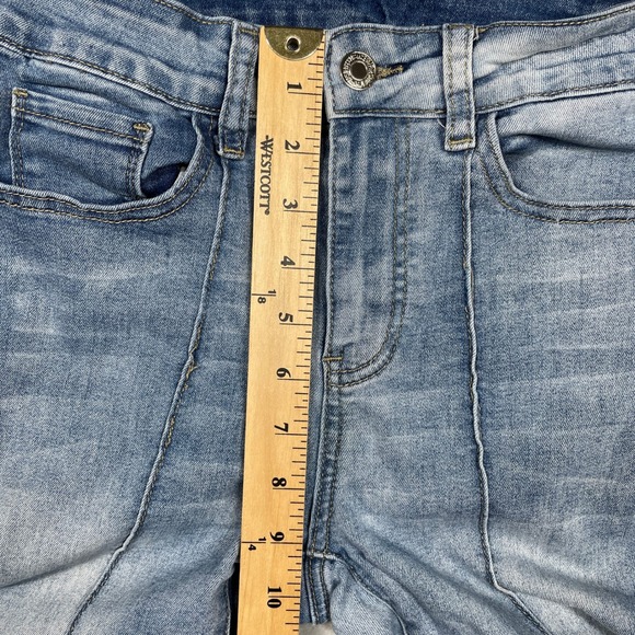 SHEIN Flare Jeans Womens Size 2 XS Light Blue High Rise Front Seam Stretch Denim - Picture 6 of 13
